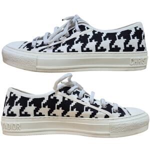 Christian Dior Black White Houndstooth Walk N Dior Sneakers Shoes 39 1/2 9 1/2